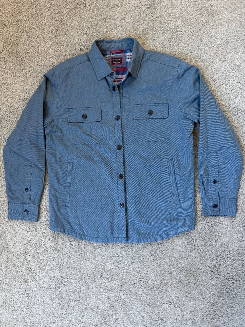 UNTUCKit Ziata Flannel Lined Shirt Jacket Blue in Men's Size Large - EUC